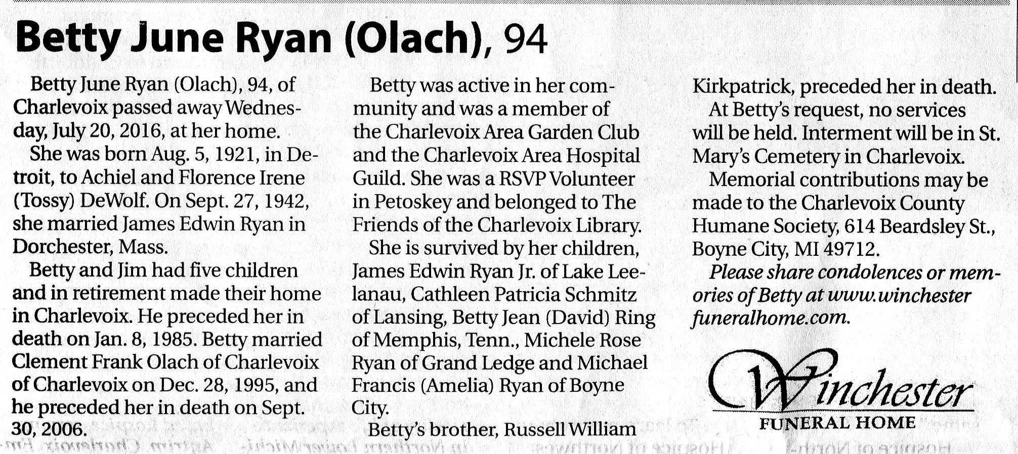 Betty June Ryan (Olach) thumbnail