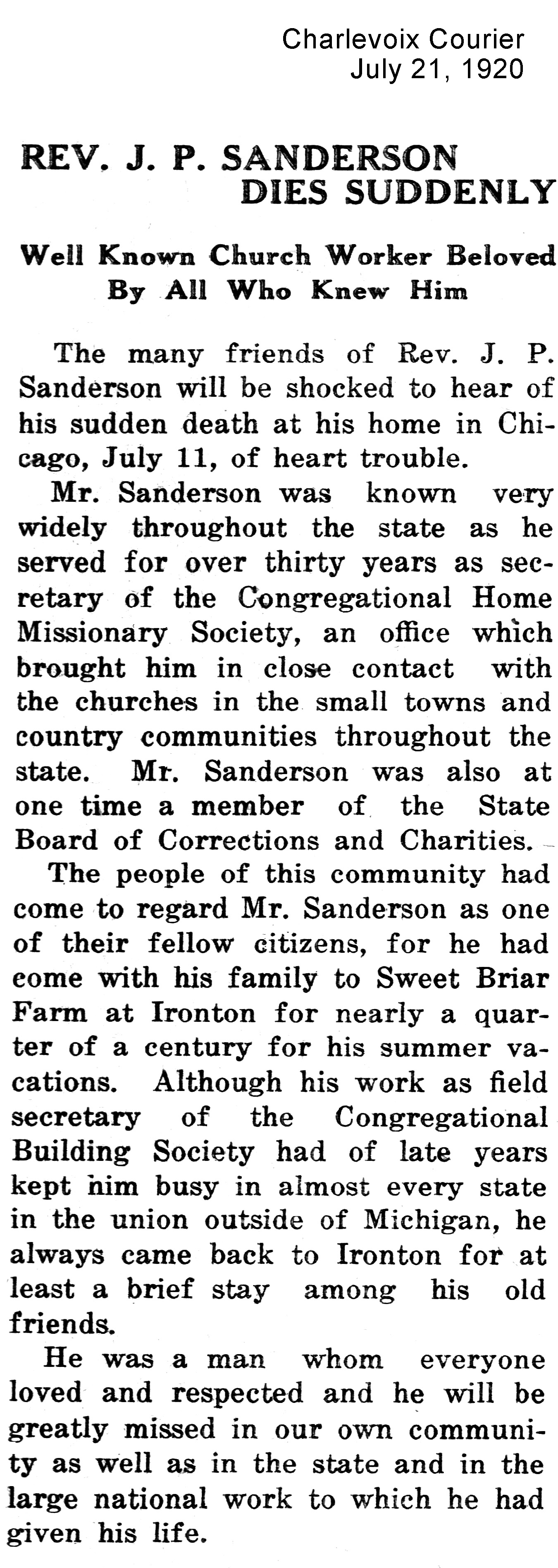 Rev. J. P. Sanderson thumbnail