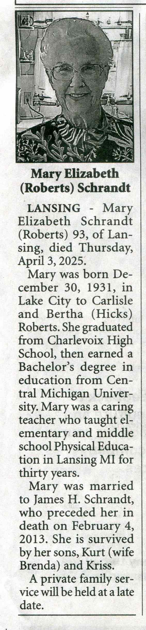 Mary Elizabeth (Roberts) Schrandt thumbnail
