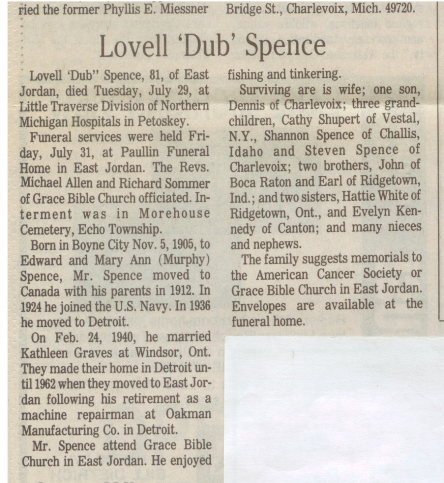 "Lovell "Dub" " Spence thumbnail
