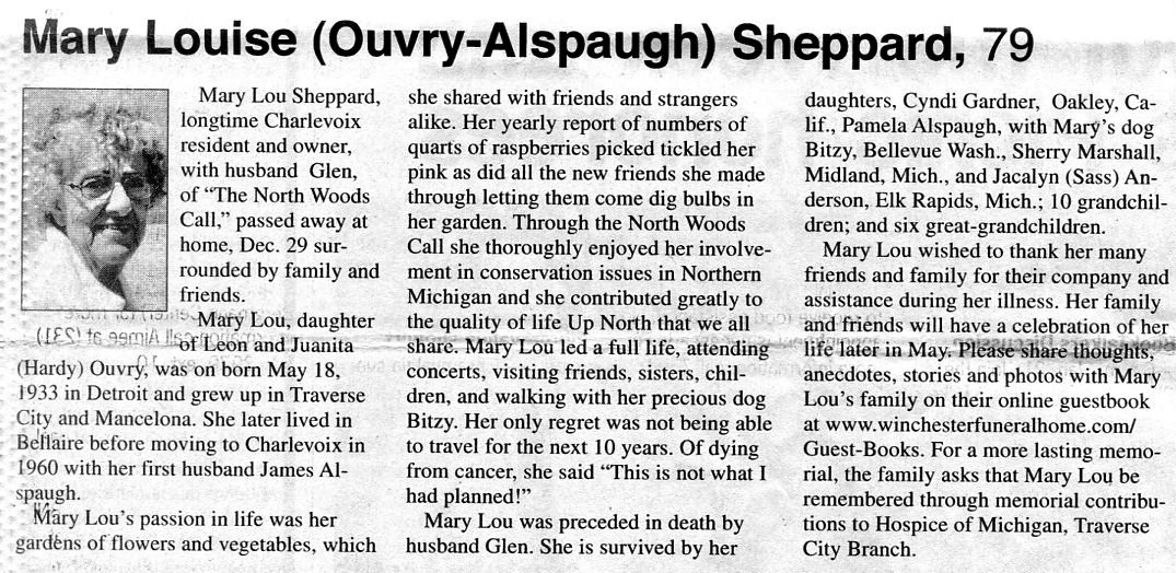 Mary Louise (Ouvry-Alspaugh); 'Mary Lou' Sheppard thumbnail