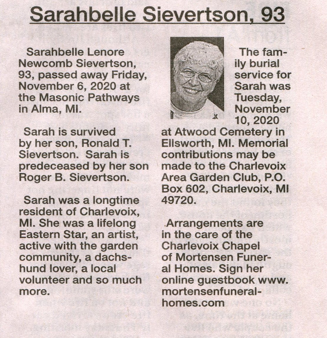 Sarahbelle Lenore Newcomb Sievertson thumbnail