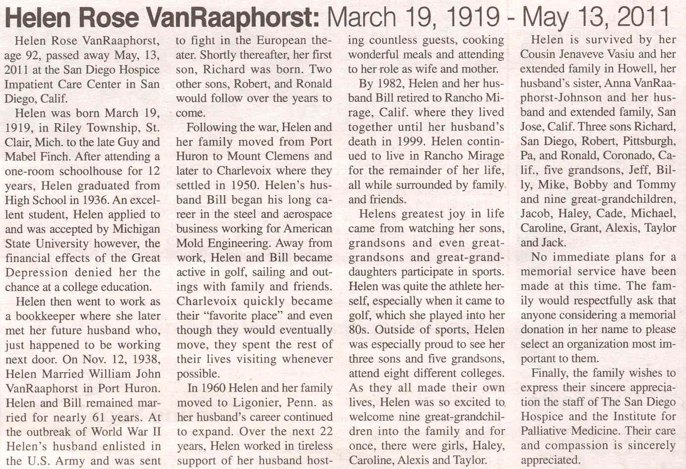 Helen Rose VanRaaphorst thumbnail