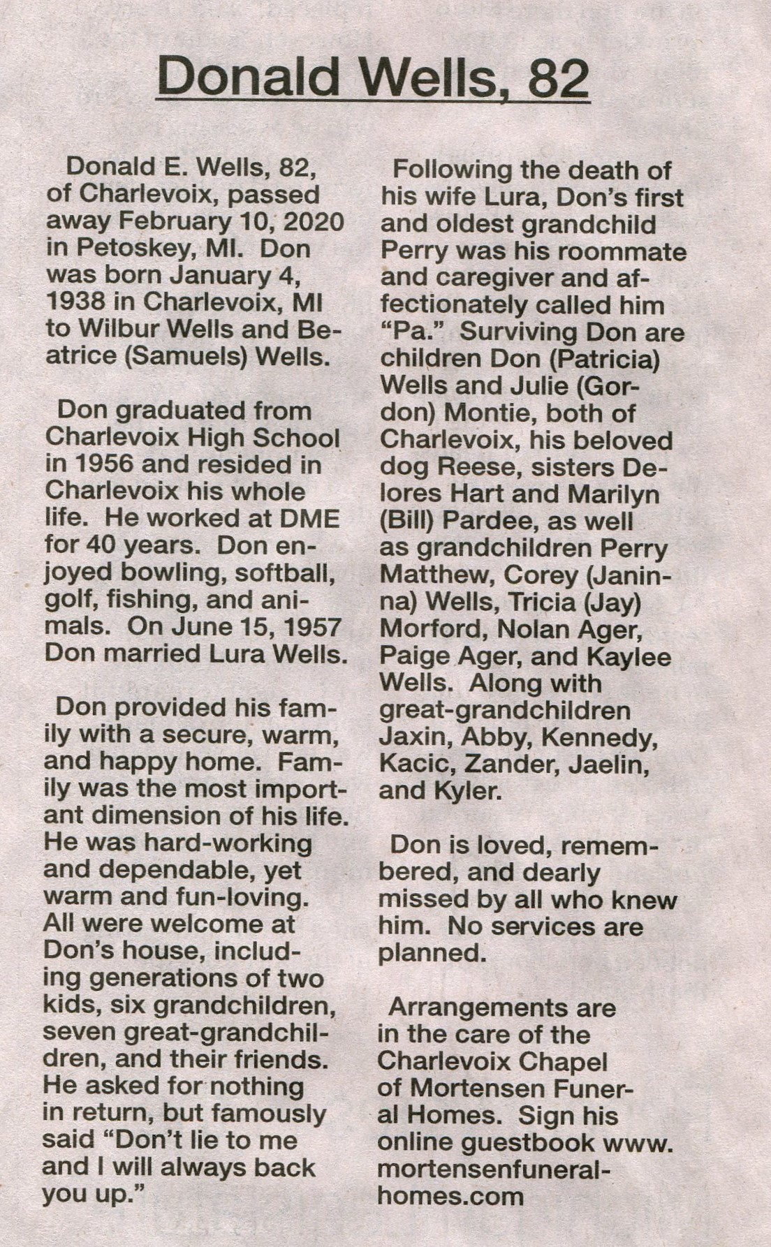 Donald E. Sr. Wells image 2