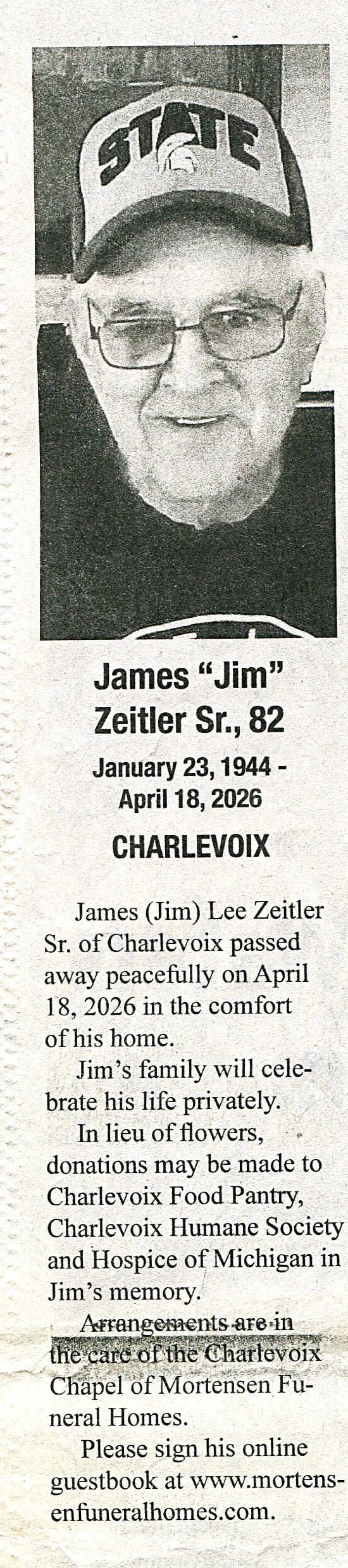 James (Jim) Lee, Sr. Zeitler thumbnail