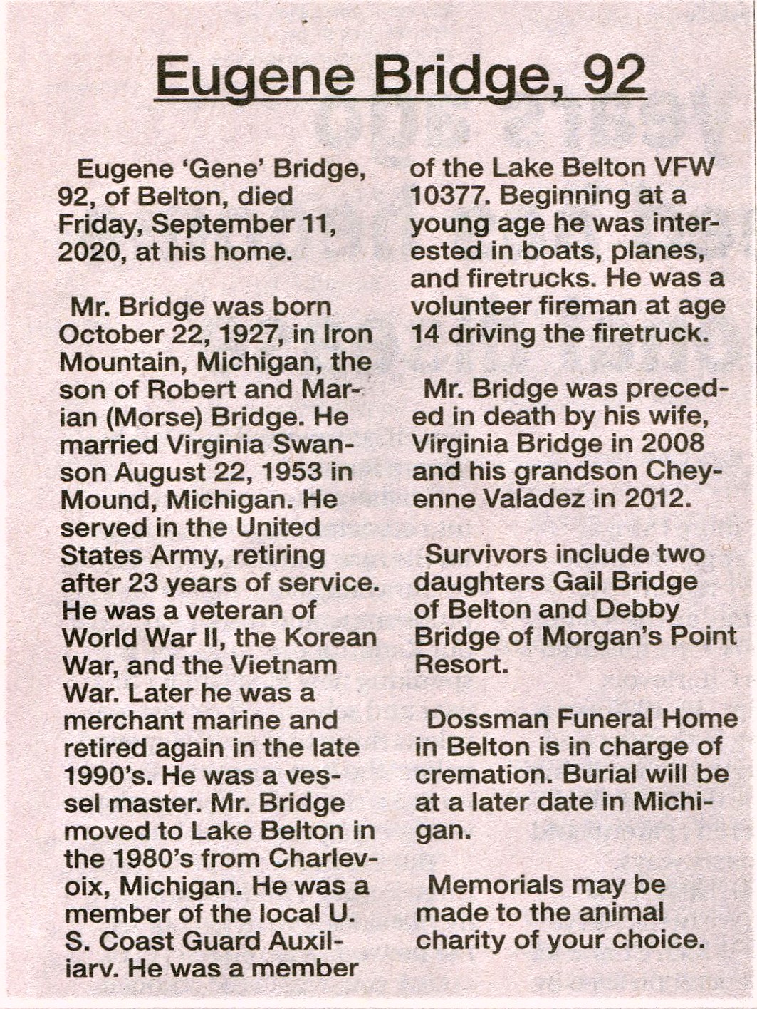 Eugene 'Gene' Bridge thumbnail