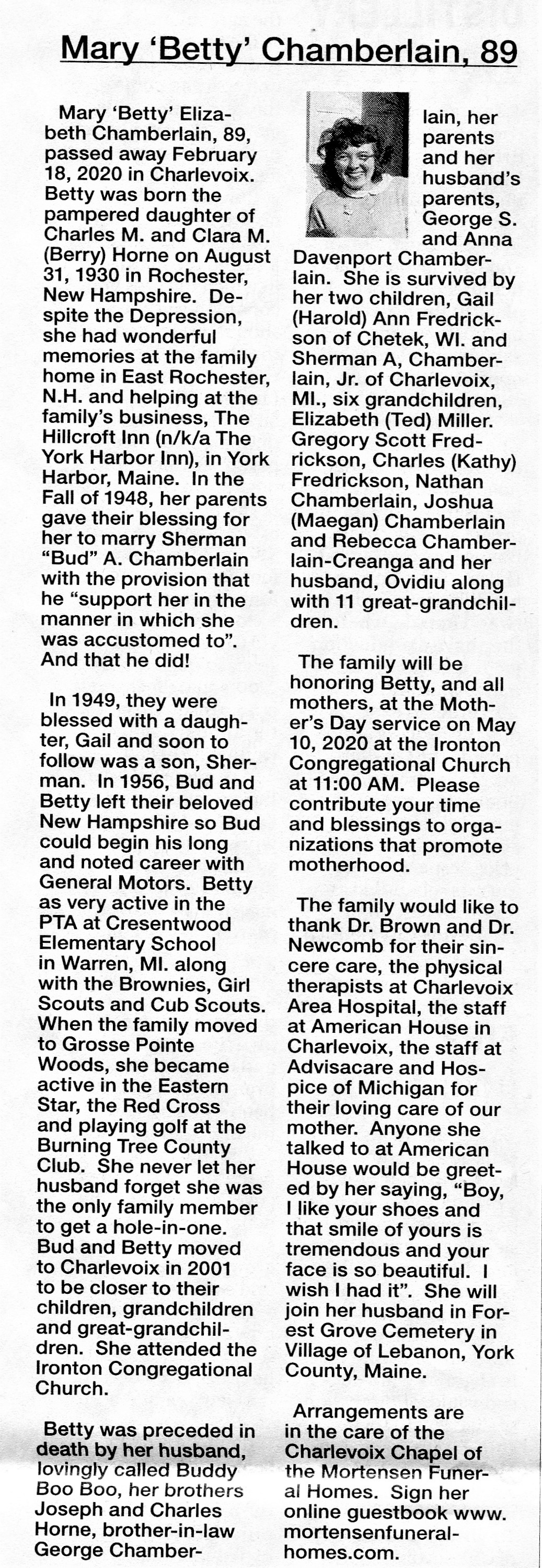 Mary 'Betty' Elizabeth Chamberlain thumbnail