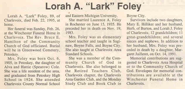 "Lorah A. "Lark"" Foley thumbnail