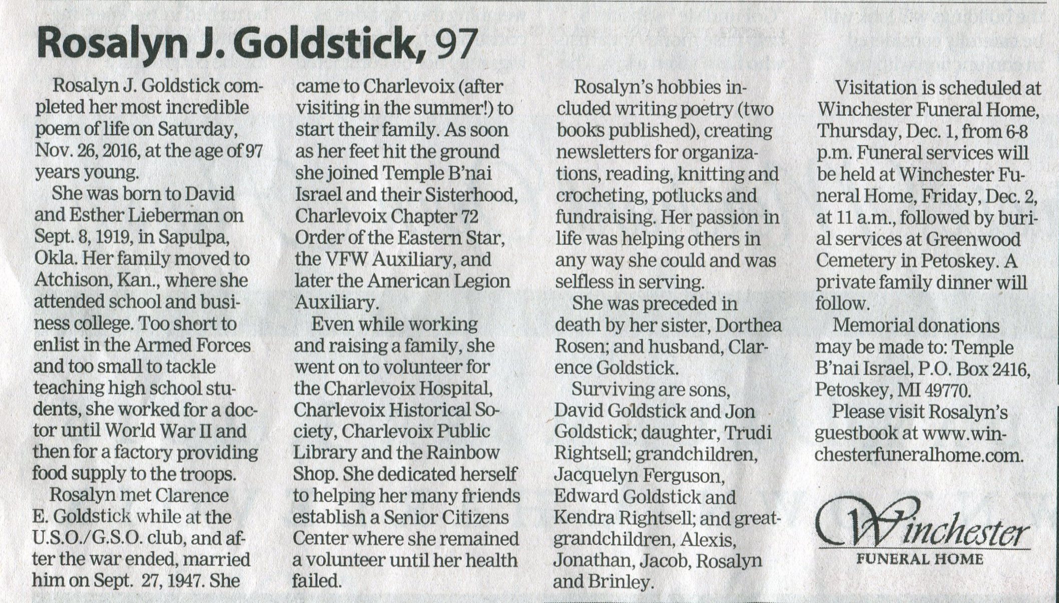 Rosalyn J. Goldstick thumbnail