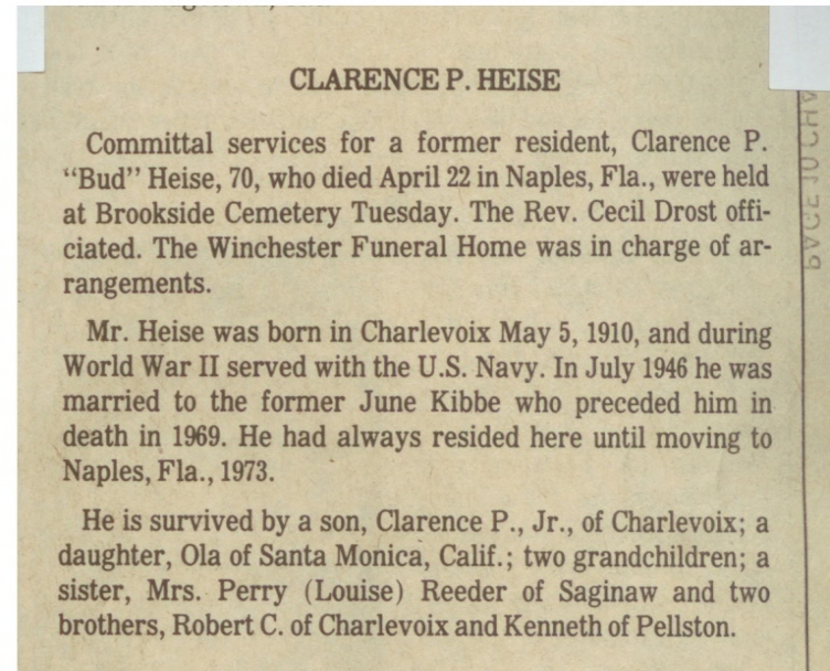"Clarence P. "Bud"" Heise thumbnail