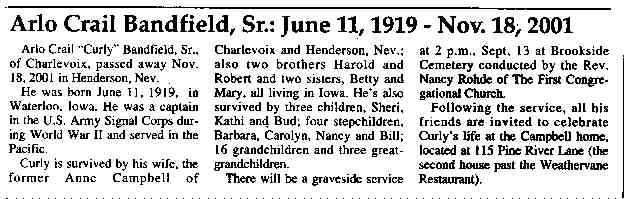 "Arlo Crail "Curly"" Bandfield, Sr. thumbnail