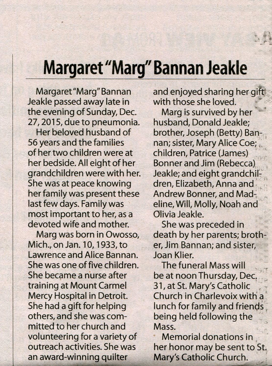 Margaret 'Marg' Bannan Jeakle thumbnail