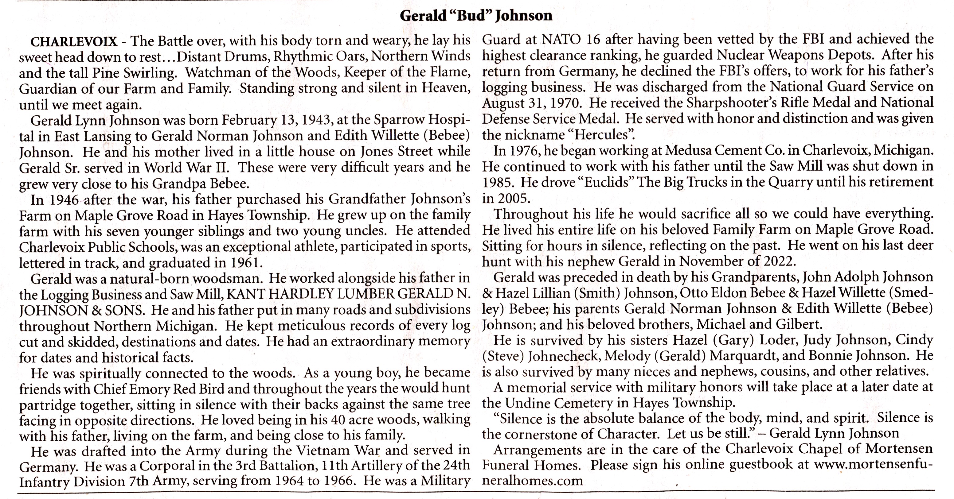 Gerald 'Bud' Lynn Johnson thumbnail