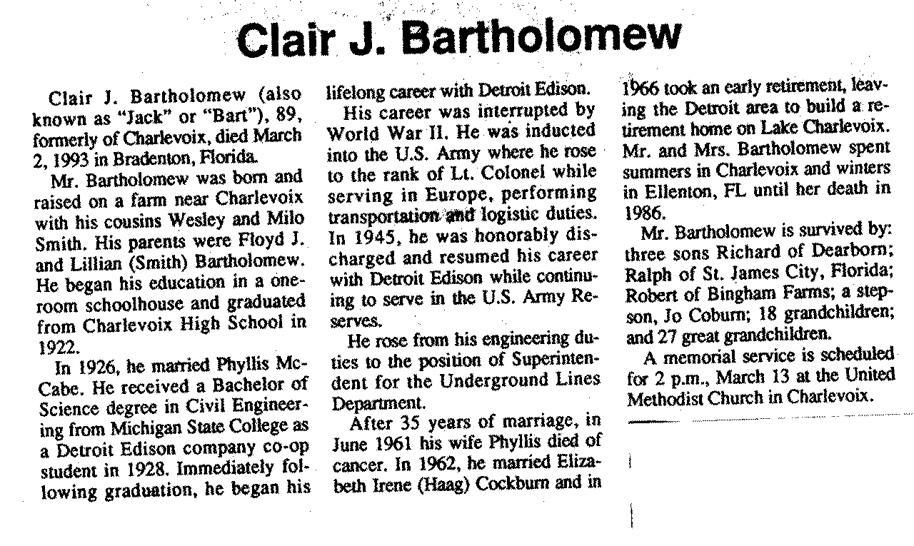 "Clair J. "Jack" or "Bart"" Bartholomew thumbnail
