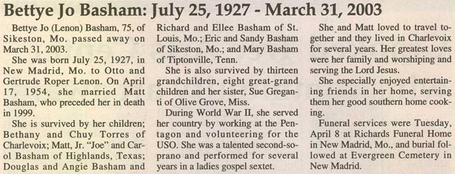 Bettye Jo Lenon Basham thumbnail