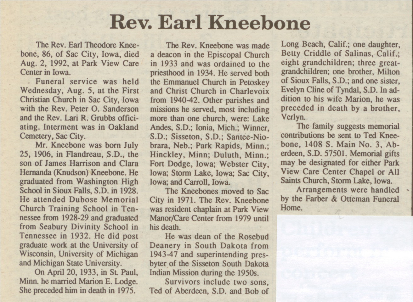 Rev. Earl Theodore Kneebone thumbnail