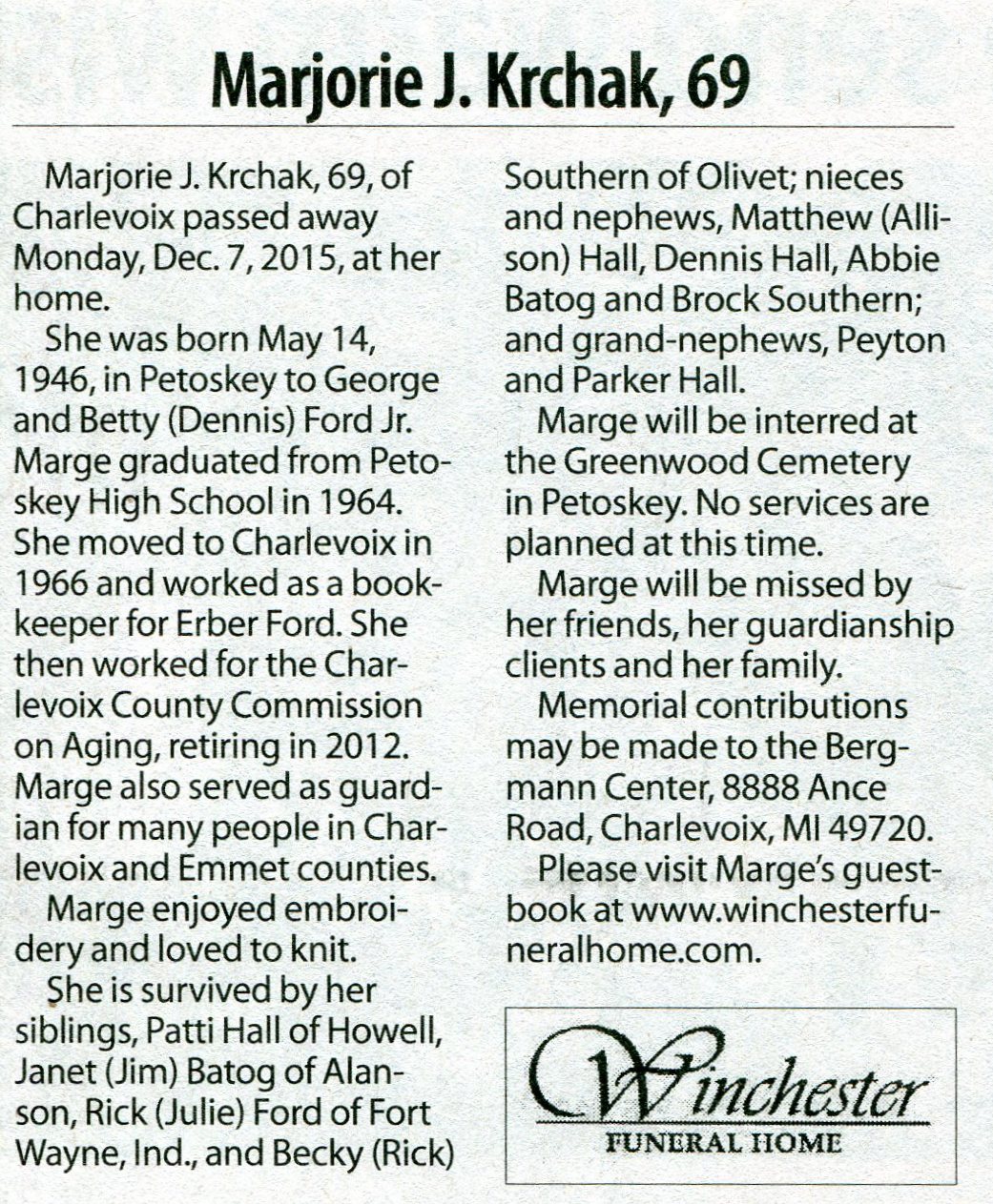 Marjorie J. Krchak thumbnail