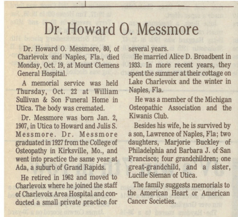 Dr. Howard O. Messmore thumbnail