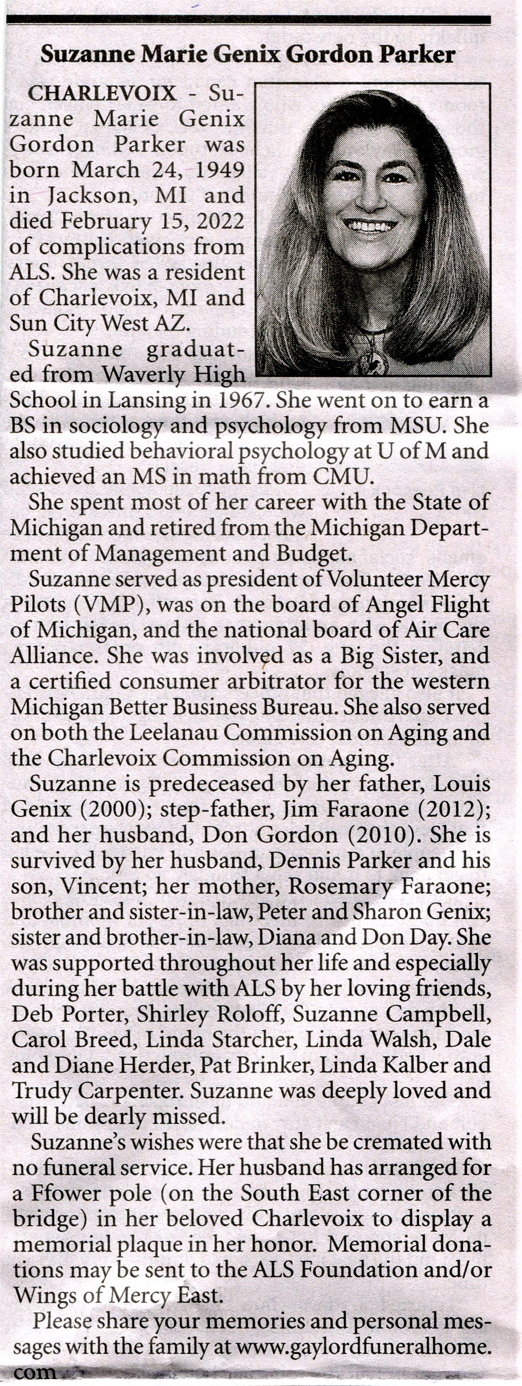 Suzanne Marie Genix Gordon Parker thumbnail