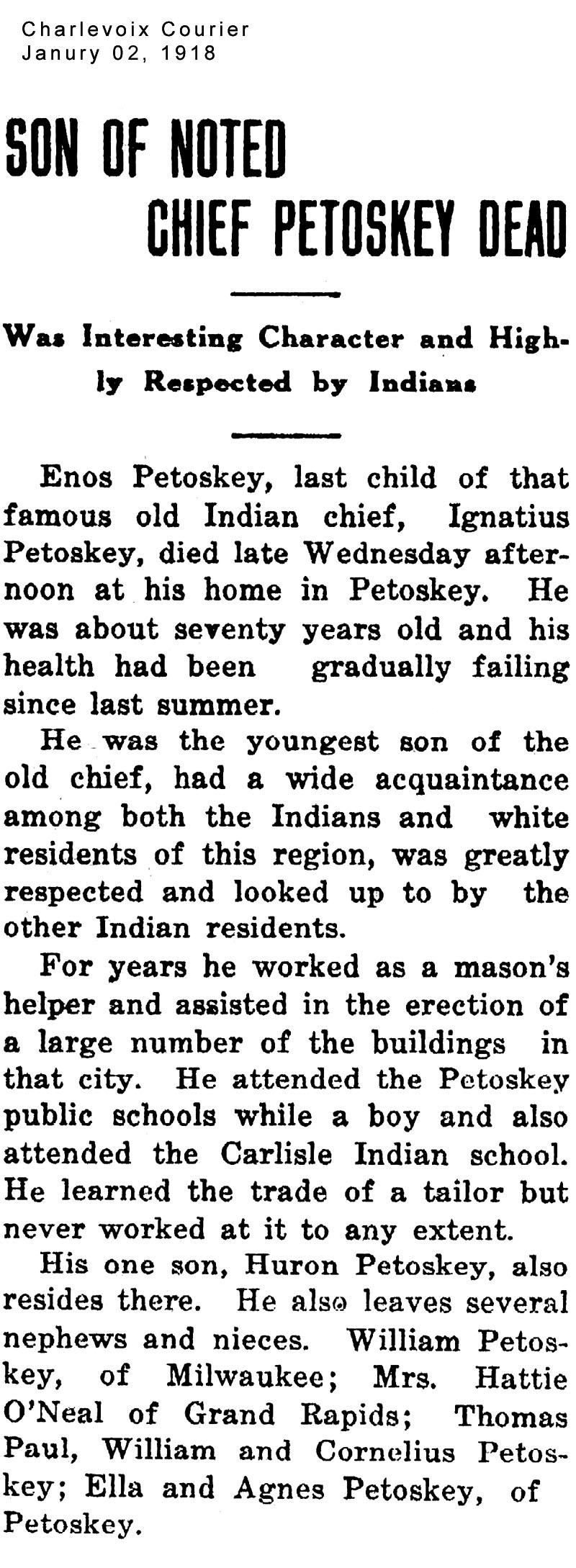 Ignatius (Enos) Petoskey thumbnail