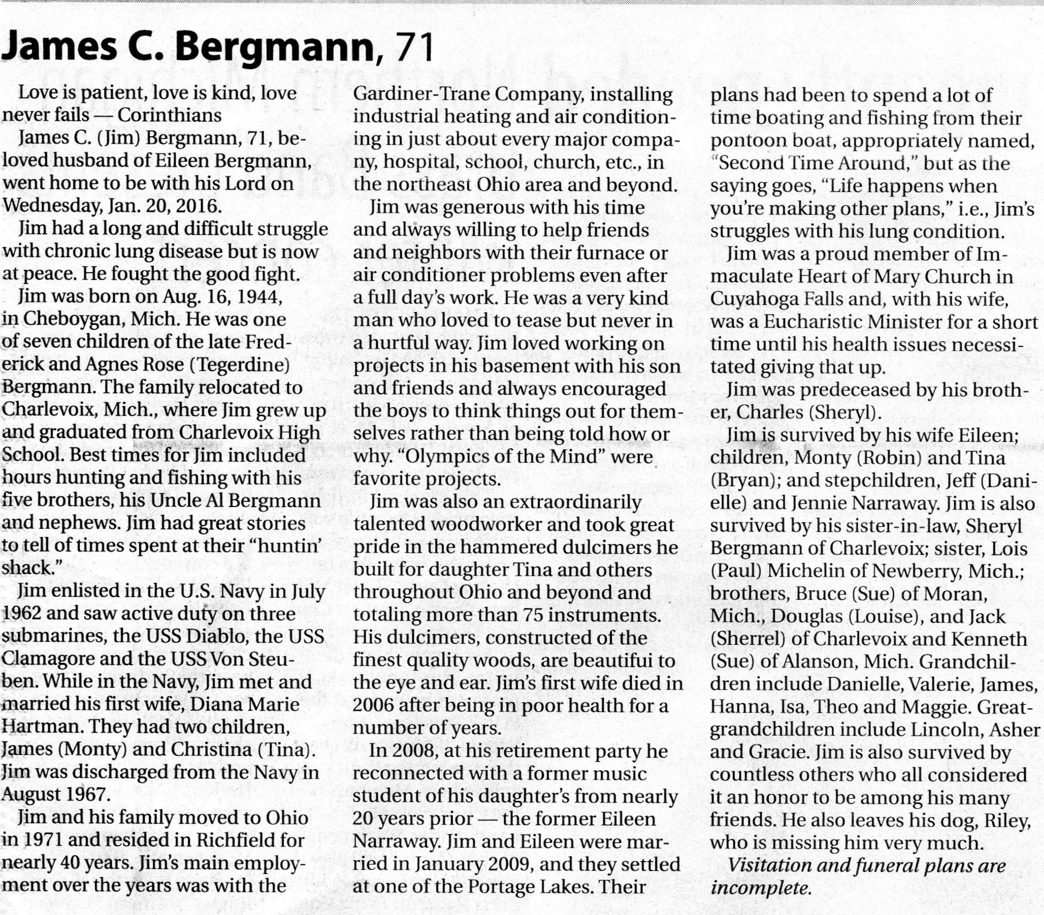 James 'Jim' C. Bergmann thumbnail